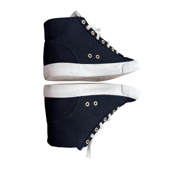 Unisex High-Top Canvas Sneakers Size 9.5 US Lace-Up Casual Shoes Black & White M - Picture 4 of 10